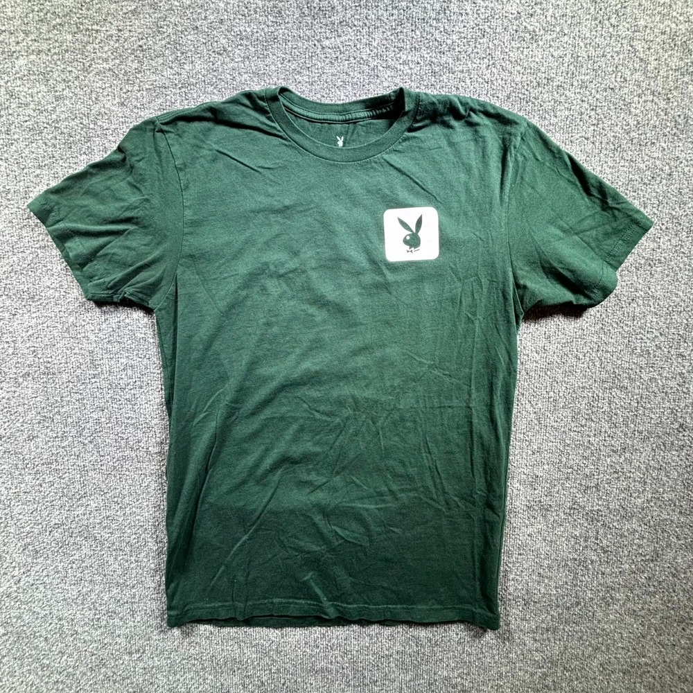 Playboy T-Shirt Men's M Green Graphic Bunny Logo Short Sleeve Casual Streetwear